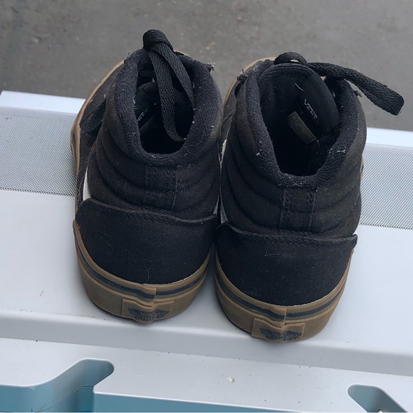 Vans Off the Wall High Top Shoes Youth Boy’s Black & White Canvas Sneakers Sz 5 - Picture 6 of 13